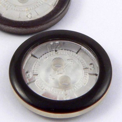 15mm Brown Rimmed Clock Face 2 Hole Sewing Button