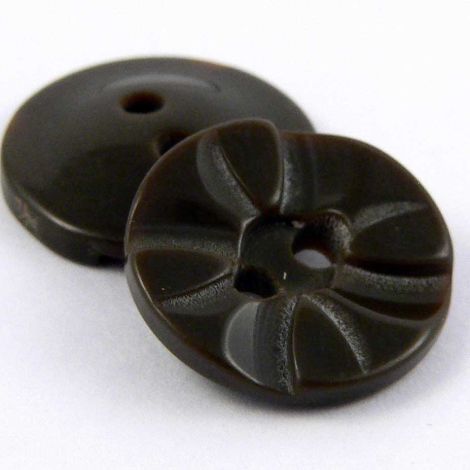 13mm Brown Ornate 2 Hole Shirt Button