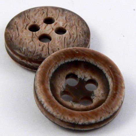 13mm Rustic Brown Tones 4 Hole Sewing Button