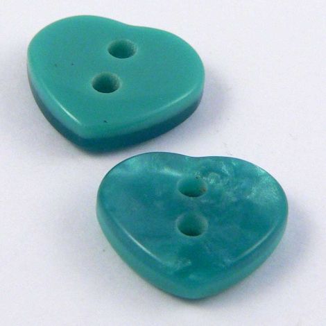12mm Pearl Jade Green 2 Hole Heart Button