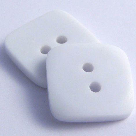 15mm White Matt Square Style 2 Hole Button