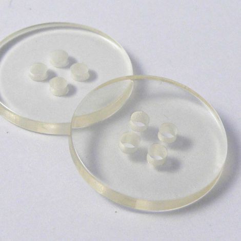 19mm Clear Flat 4 Hole Sewing Button