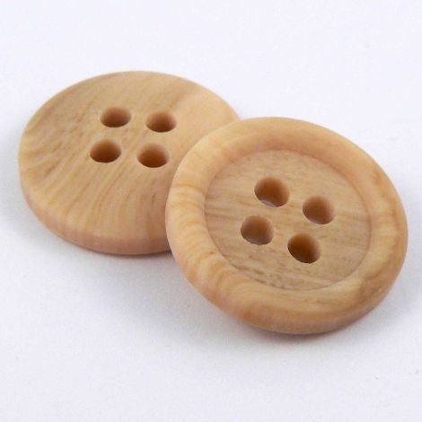 15mm light Wood Effect 4 Hole Sewing Button