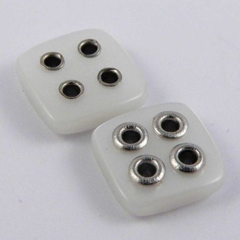 9mm White Pearl Square 4 Hole Sewing Button