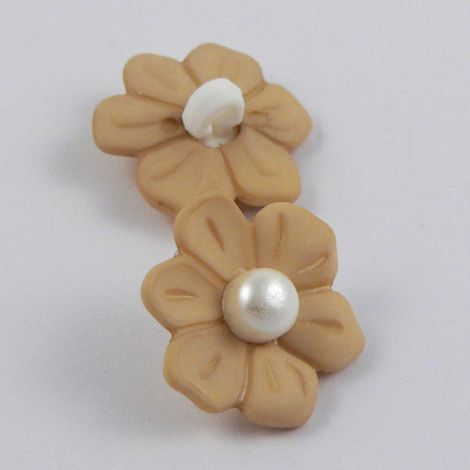 17mm Fawn Flower Shank Sewing Button With a Pearl