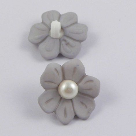 17mm Grey Flower Shank Sewing Button With a Pearl
