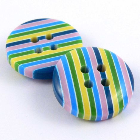 18mm Teal Multicoloured Stripe 4 Hole Sewing Button
