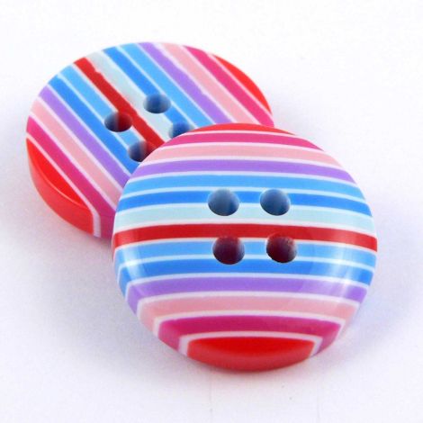 18mm Red Multicoloured Stripe 4 Hole Sewing Button