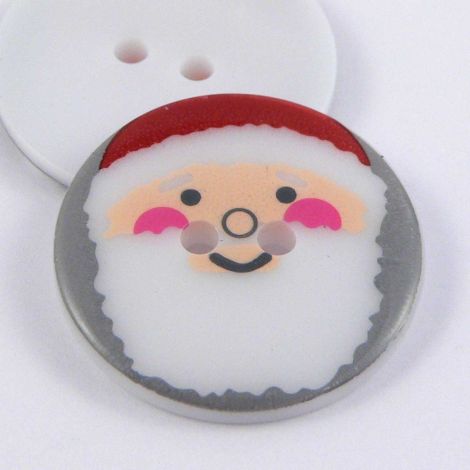 23mm Grey Christmas 2 Hole Button With Santas Face