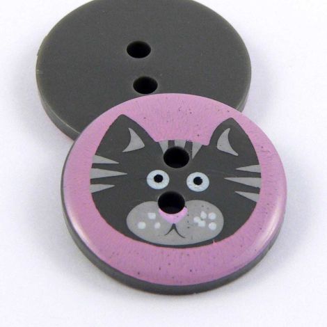 19mm Grey Cat 2 Hole Pink Button 