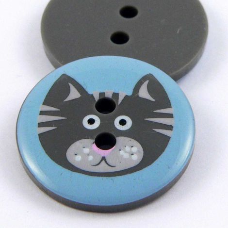 19mm Grey Cat 2 Hole Blue Button 
