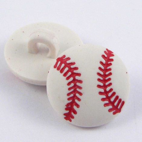13mm White & Red Baseball Shank Button