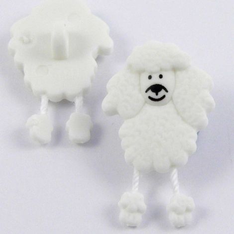 15mm White Cute Sheep With Wobbly Legs Shank Button 