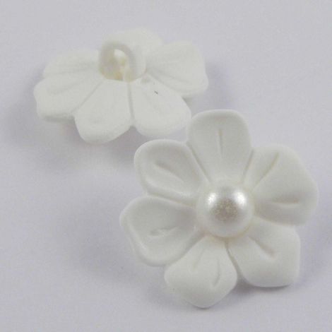 17mm White Flower Shank Sewing Button With a Pearl