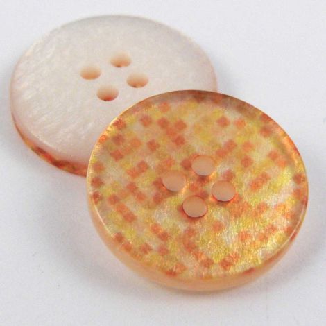 15mm Pearl Yellow Mosaic 4 Hole Sewing Button