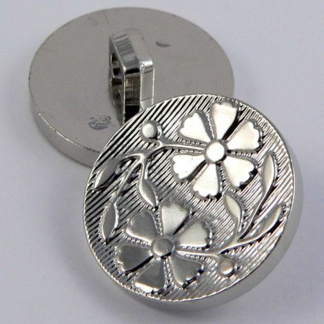 15mm Silver Floral Shank Suit Button