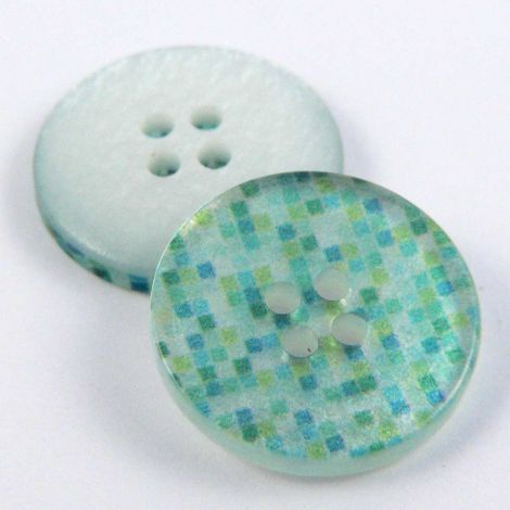 15mm Pearl Green Mosaic 4 Hole Sewing Button