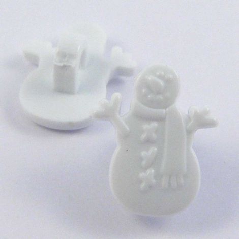 11mm White Snowman Shank Button