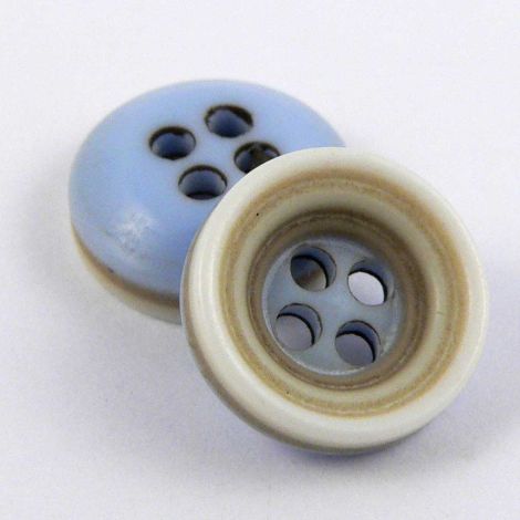 11mm Cream Khaki & Pale Blue  4 Hole Button