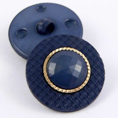 21mm Navy & Gold Faceted Domed Shank Sewing Button