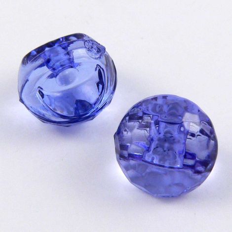11mm Clear Royal Blue Faceted Shank Sewing Button