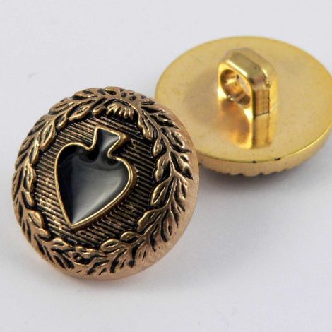 18mm Black & Gold Ace of Spades Shank Sewing Button