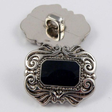 18mm Black & Silver Victorian Style Rectangular Shank Button