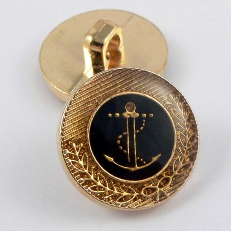 18mm Black & Gold Anchor Shank Sewing Button