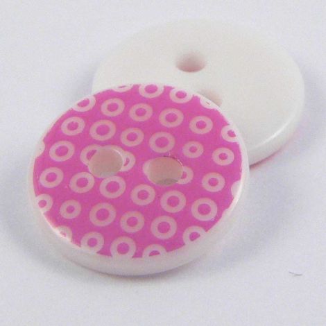 13mm Pink Contemporary Print 2 Hole Sewing Button