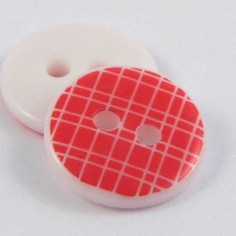 13mm Red Contemporary Print 2 Hole Sewing Button