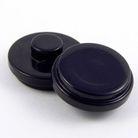 17mm Black Gloss Double Rimmed Flat Shank Sewing Button