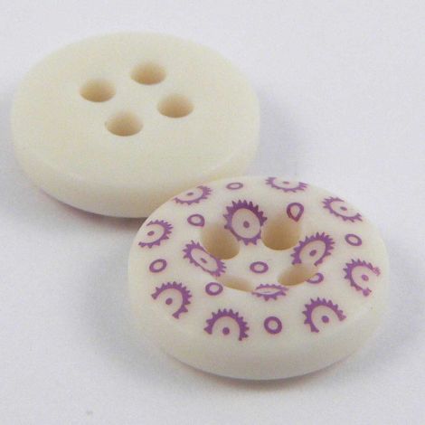 11mm Lilac & Cream Contemporary 4 Hole Shirt Button