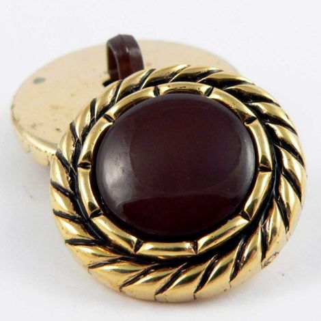 21mm Gold Rimmed Brown Shank Sewing Button