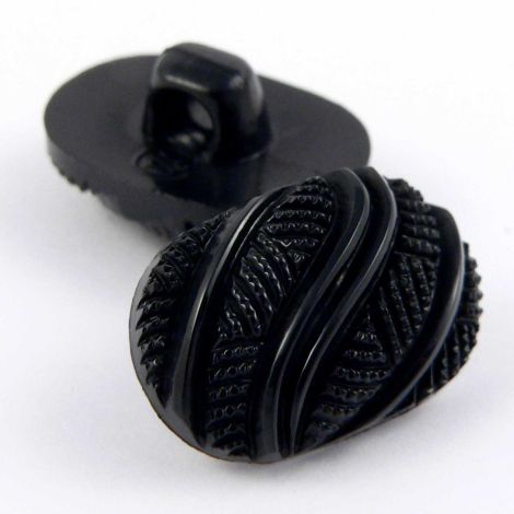13mm Black Ornate Oval Shank Sewing Button