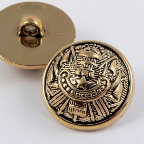 25mm Gold Deep Domed Coat of Arms Shank Coat Button