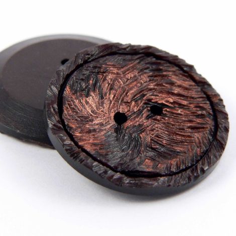 25mm Brown Faux Wood 2 Hole Coat Button