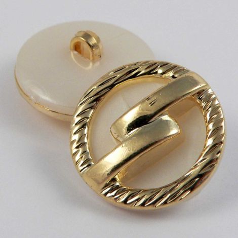 21mm Ivory & Gold Shank Sewing Button