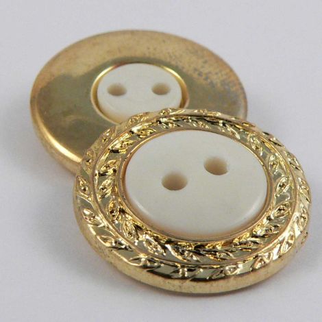 18mm Gold & White Elegant Vintage Style 2 Hole Sewing Button