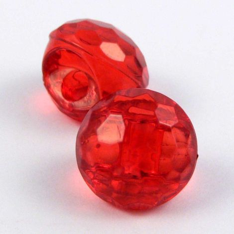 11mm Clear Red Faceted Shank Sewing Button