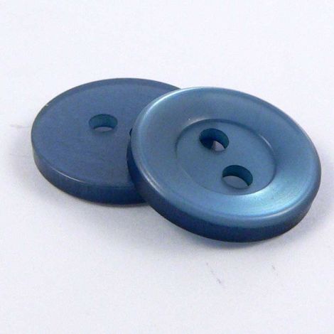14mm Teal 2 Hole Round Rimmed Sewing Button