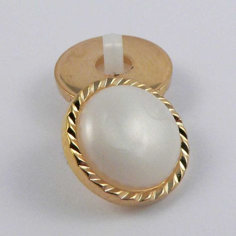 15mm Pearl Marble Shank Sewing Button With Gold Rim
