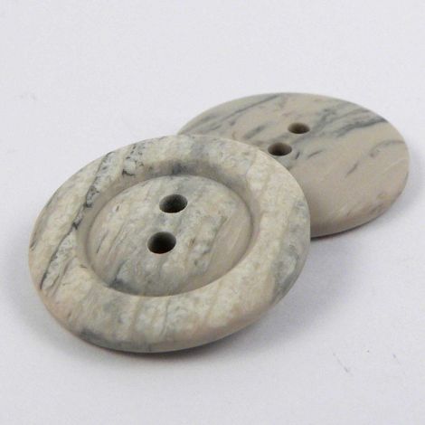 23mm Fawn & Grey Marble Rimmed 2 Hole Sewing Button