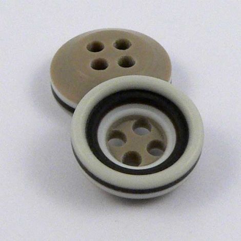 11mm Cream Taupe & Brown Rubber 4 Hole Button