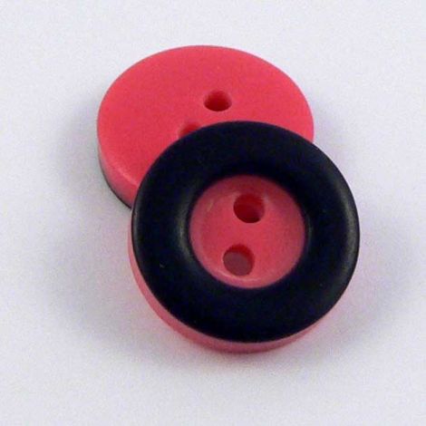 11mm Black & Pink 2 Hole Sewing Button