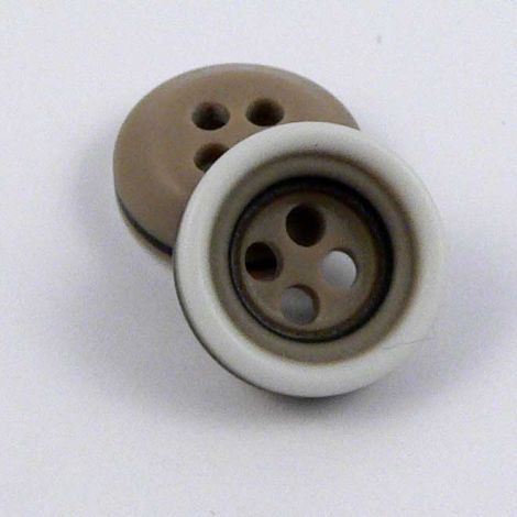 11mm White Taupe & Brown Rubber 4 Hole Button