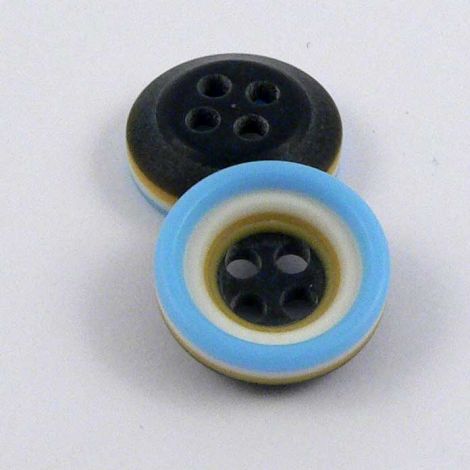 11mm Blue Mustard White & Grey Rubber 4 Hole Button