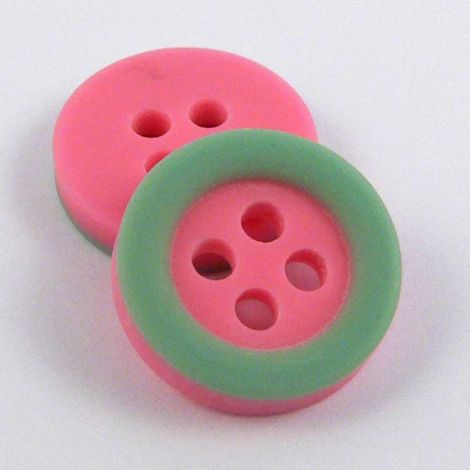 13mm Green & Pink 4 Hole Sewing Button