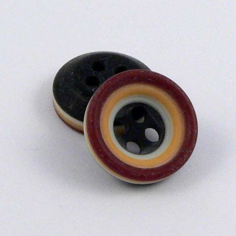 11mm Rust Cinnamon Black & Grey Rubber 4 Hole Button