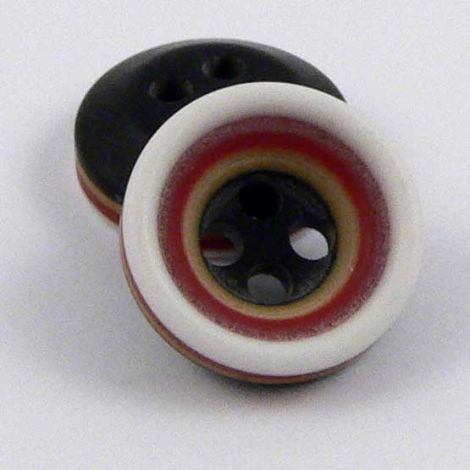 11mm Rust Caramel Black & White Rubber 4 Hole Button