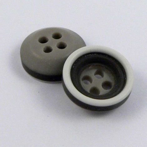 11mm Putty Grey & White Rubber 4 Hole Button